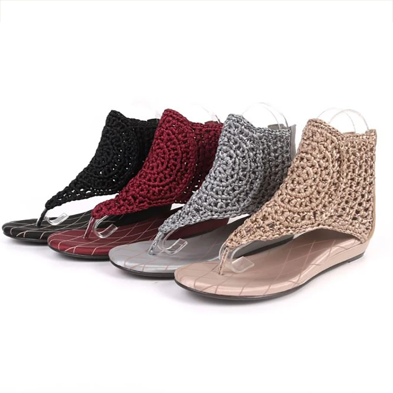 Женские пляжные сандалии Летняя обувь Модная на танкетке Черные вьетнамки