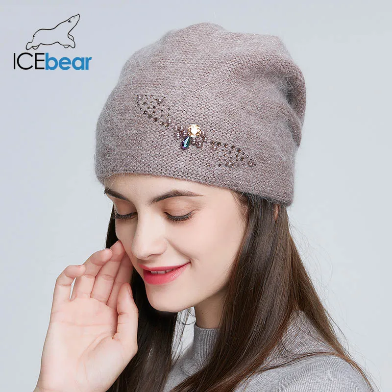 ICEbear Зимние трикотажные шапки для женщин Россия повседневные шапочки Ангорский