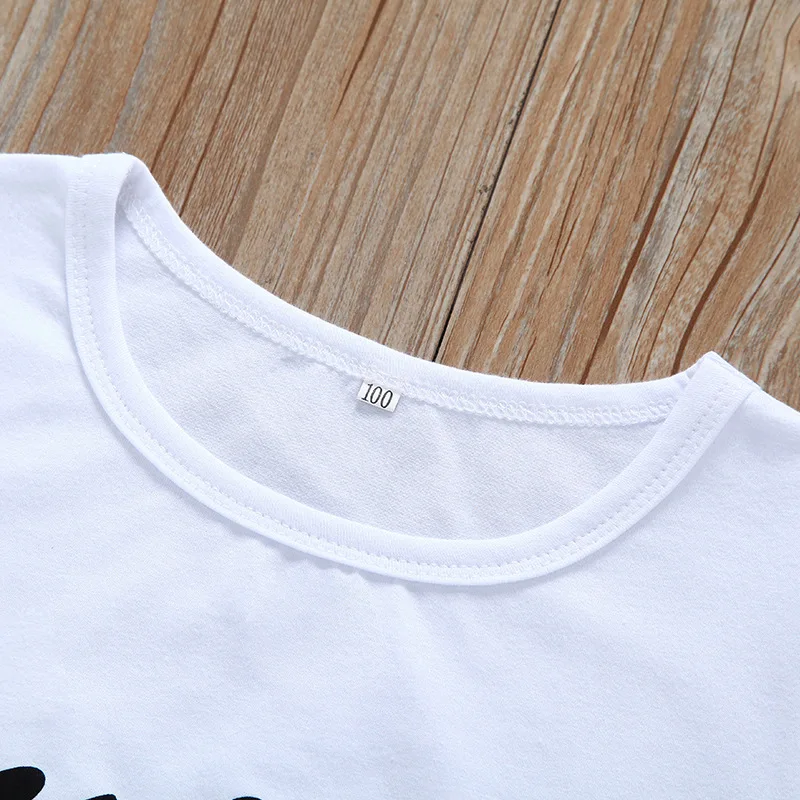 Летние топы с буквенным принтом для мальчиков и девочек от 1 до 6 лет хлопковые