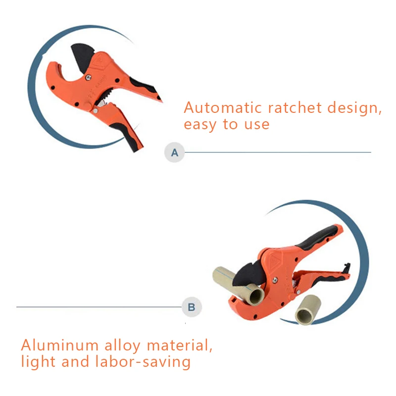 

PVC Pipe Cutter 42mm Aluminum Alloy Body Ratchet Tubing Scissors Tube Cutter PVC/PU/PP/PE/PPR Hose Cutting Hand Tools