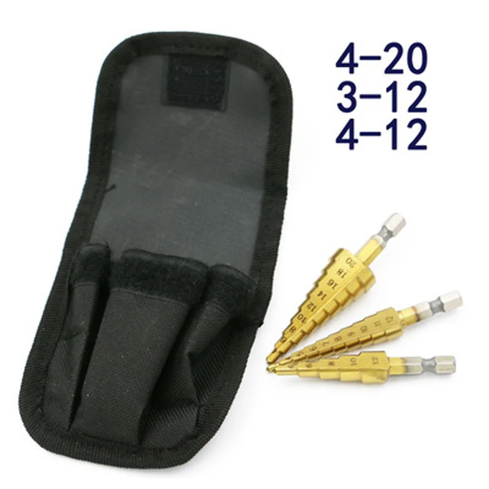 

3pcs 3-12mm 4-12mm 4-20mm HSS Titanium Drill Bit Drilling Power Tools Metal High Speed Steel Coated Wood Hole Cutter Core Drill