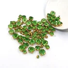 100, шт.пакет, разноцветные светильник-зеленые стразы, кристаллы, одежда, свободные бусины, Золотая основа, Стразы для шитья, свадебное платье сделай сам