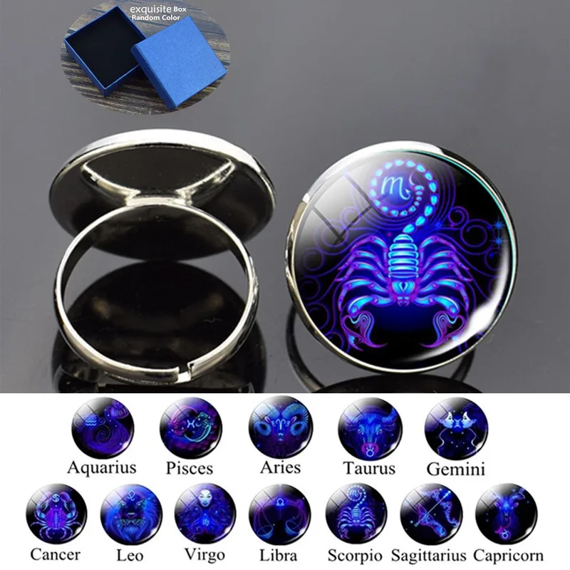 12 знаков зодиака кольца с кристаллами серебряного цвета винтажные со скорпионом