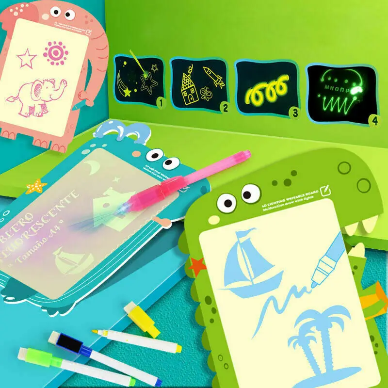 3 цвета Детский Светильник для рисования флуоресцентная Волшебная Письменная