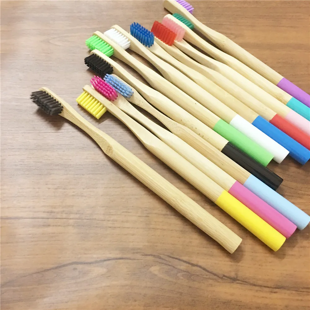 Круглая бамбуковая зубная щетка веганская ручка средняя щетина Экологичная cetillo