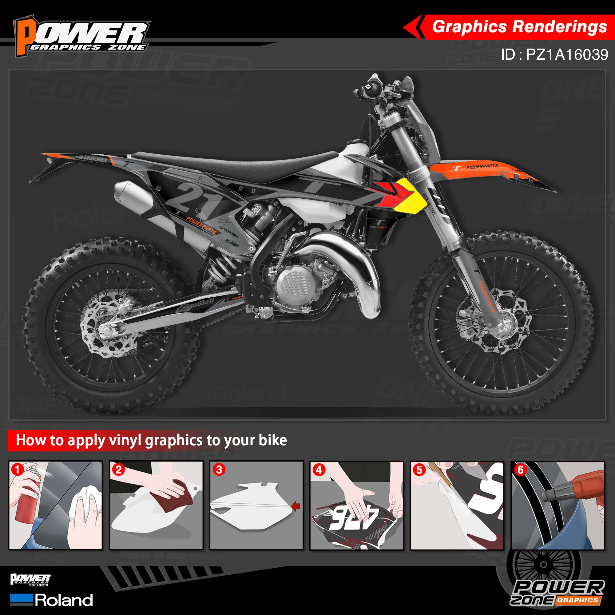 Персонализированные графические фоны PowerZone Team Набор наклеек для KTM SX SXF MX 16-18 EXC XCW
