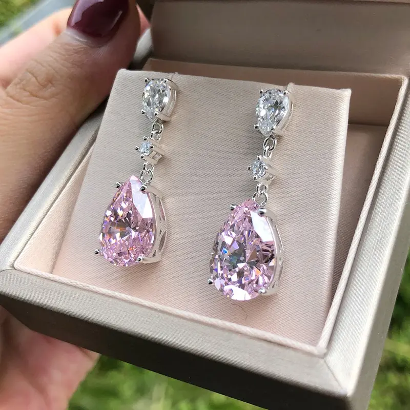 

Jazaz AAAAA+ Waterdrop Zircon female popular temperament wild elegant earrings Luxury 10 carats Anniversary party jewelry B0699