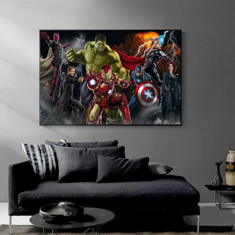 

Marvel Superhero Poster Avengers Anime Prints Captain America Spider-Man Iron Man Hulk Canvas Art Decoration Home Birthday Gift