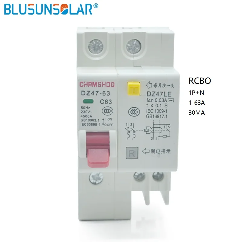 CE RCBO SOLARB 230V 1P + N автоматический выключатель остаточного тока с выключателем