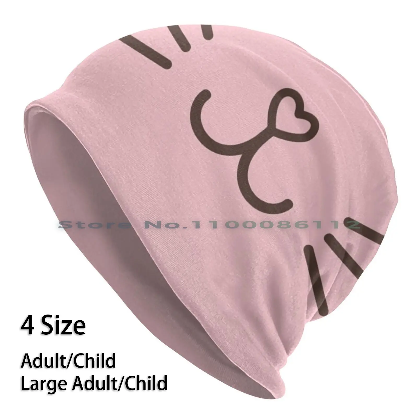 

Cute Cat Whiskers With Pink Heart Nose Beanies Knit Hat Cute Face Funny Cats Pet Kitty Feline Cool Hipster Kitten Black Cat