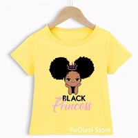 lovely black princess print childrens t shirts cute baby girls clothes summer top little melanin queen birthday gift t shirts