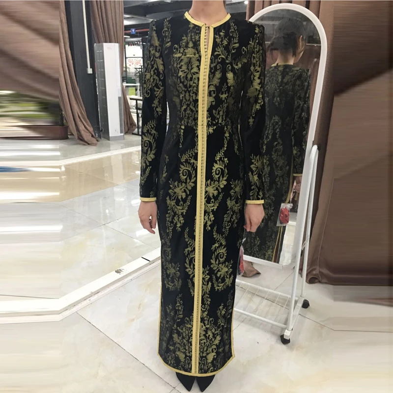 Женское прямое платье Beateen винтажное с цветочной вышивкой длинным рукавом и