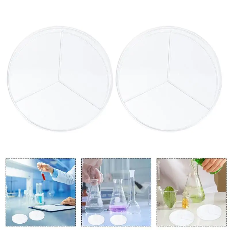 

10pcs Laboratory Petri Dish Transparent Petri Dishes Three Compartments Petri Dishes