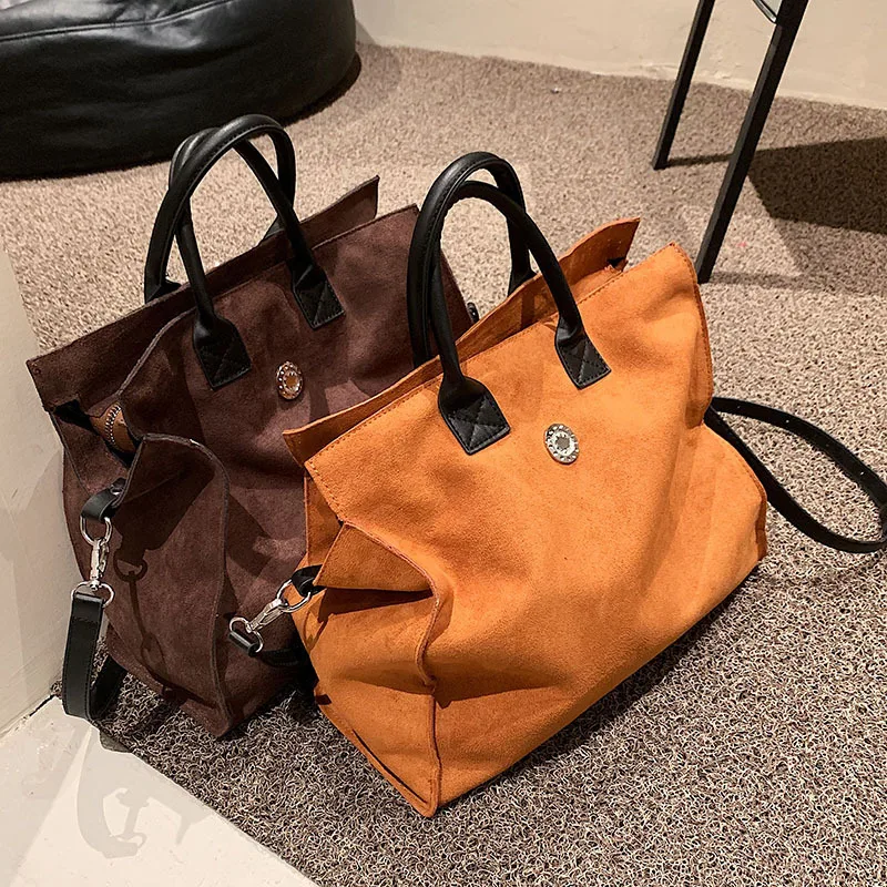 

Fashion Faux Suede Tote Women Handbags Designer Big Shopper Bags for Women 2022 Overlarge Shoulder Crossbody Bag Female Clutch