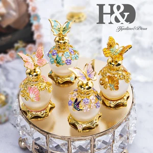 Стеклянная бутылка H  D для эфирных масел, 4 цвета, золотой парфюм бабочка, пустой многоразовый контейнер в стиле ретро, украшение для дома и свадьбы, подарок для леди