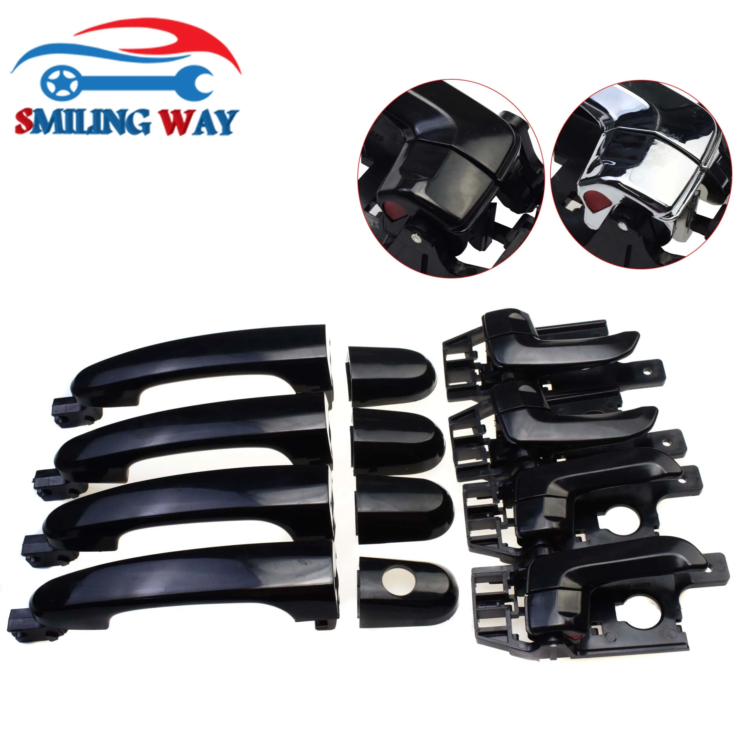 Хромированная черная внешняя и внутренняя дверная ручка 8 шт. передняя задняя