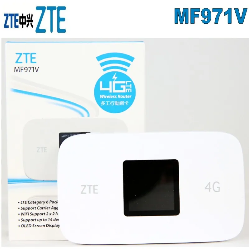 Оригинальная разблокировка 300 Мбит/с ZTE MF971V Cat6 WiFi роутер 4G LTE с B1/2/3/4/5/7/8/17/12/20/28 TDD B38/40