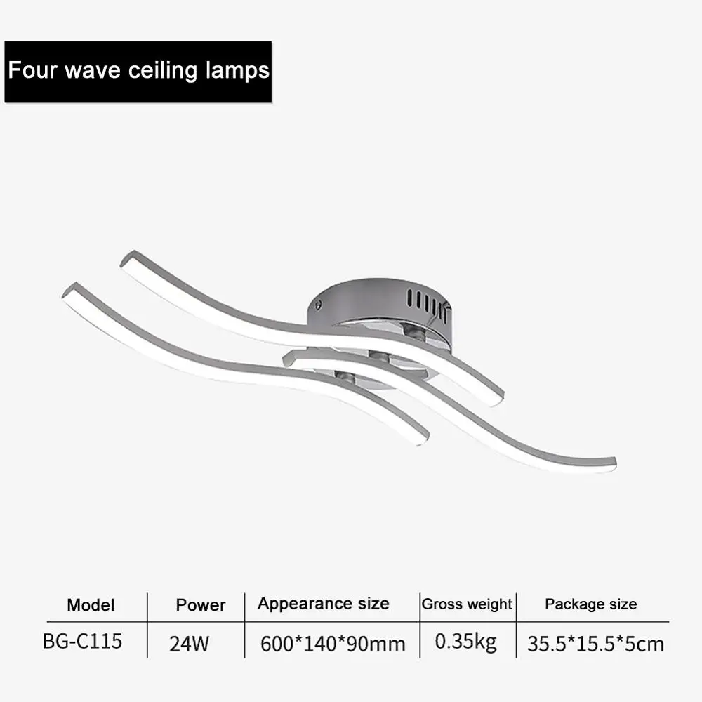 18W 24W LED moderno Panel de luz Led de techo, luz de aluminio bifurcado en forma de lámpara de techo para habitación Decoración Para sala de estar lámpara 85-265V