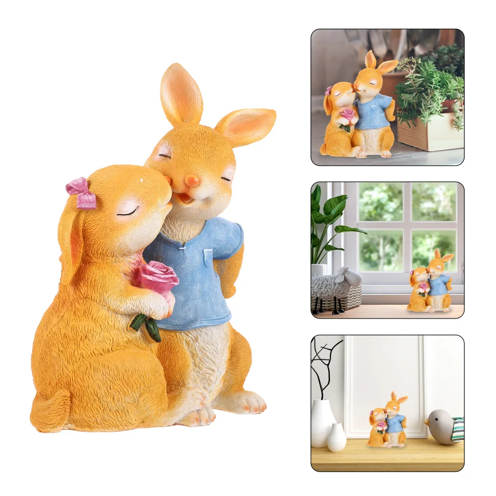 

Adorable Couple Rabbits Ornament Creative Garden Yard Landscape Decoration