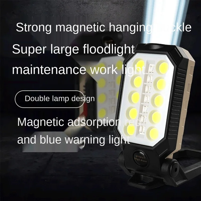 

USB Rechargeable COB Work Light Portable LED Flashlight Adjustable Waterproof Camping Lantern Magnet Design with Power Display