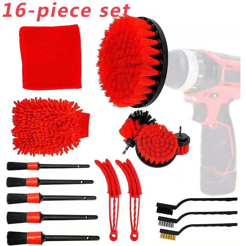 

16pcs Car Wash Car Detailing Brush Auto Cleaning Car Cleaning Tools Dashboard Accessories Detail Brush Electric Drill Brush Set