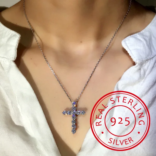 Женское Ожерелье с кулоном LEKANI Cross серебро 925 пробы массивное ожерелье из серебра