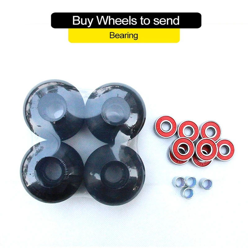 

4Pcs Skateboard Wheels PU Skateboard Parts and 8Pcs Bearings Black 52mmx32mm Wheels 100A High-Density