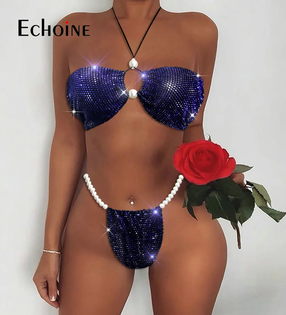 Купальник-бикини эко Женский пикантное бикини с низким вырезом халтер открытый