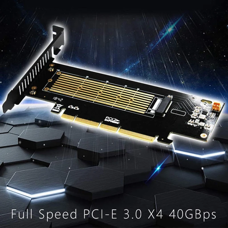 

M.2 X16 to 4X NVME PCIE3.0 GEN3 RAID Card PCI-E VROC Card M.2 Adapter to PCIE3.0 M.3 Built-in Turbo Fan for Card