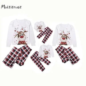 Рождественский Семейный комплект одинаковых пижам для мужчин, женщин, малышей, детей, Рождественская повседневная одежда для сна, ночная рубашка, рождественские наряды