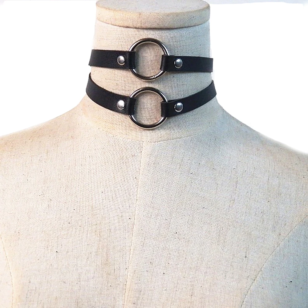Женское Ожерелье в стиле Харадзюку COLEMJE, модное ожерелье из искусственной кожи, металлического сплава, на пуговицах