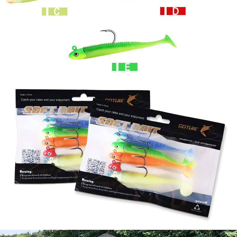 Goture 5 шт./компл. Мягкая приманка 20 г 10,8 см Jig Head быстро качели блеск световой дизайн более одинарный крючок колючая для всех рыболовных