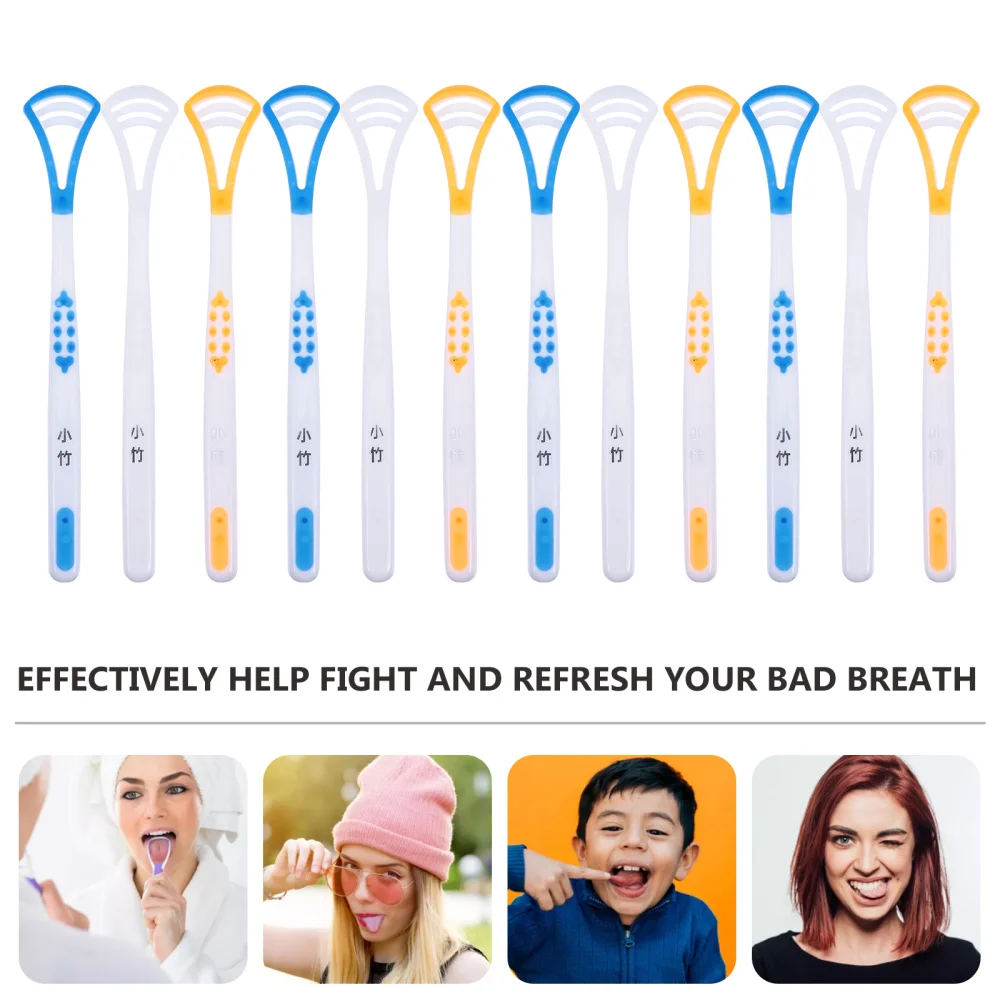 

12 Pcs Silicone Tongue Scraper Tongue Coating Scrapers Tongue Cleaning Tools