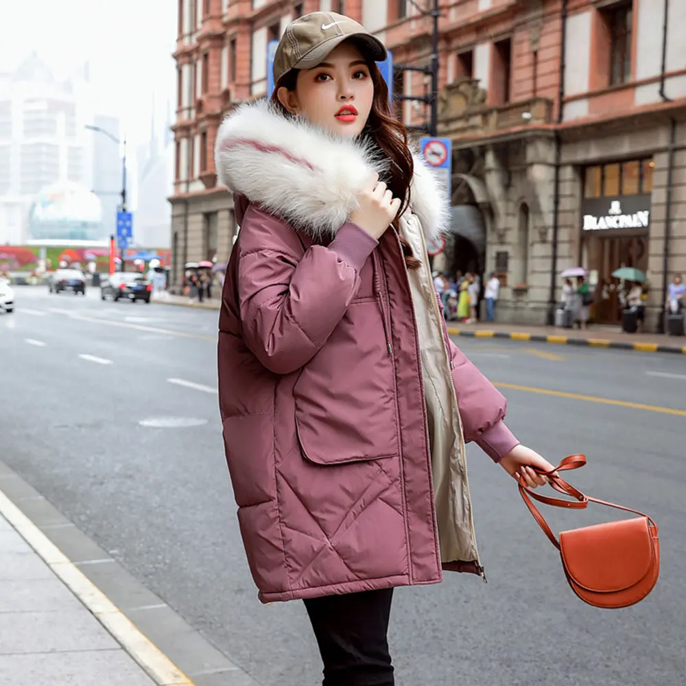 2020 Artificial Fur Hooded Winter Jacket Women Thick Parka Female Down Cotton Wadded Casual Warm Long Green Coat Mujer Chaqueta