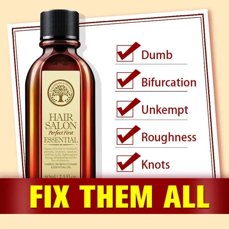 60ml hair Care Treatment Oil Argan Essential Hair For Repairing Dry Damage Growth Keratin Free Clean Curly |