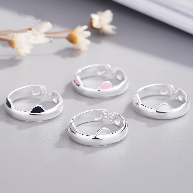 

1PC Silver Color Cat Ear Finger Ring Open Design Cute Fashion Jewelry Ring For Women Young Girl Child Gift Adjustable Ring