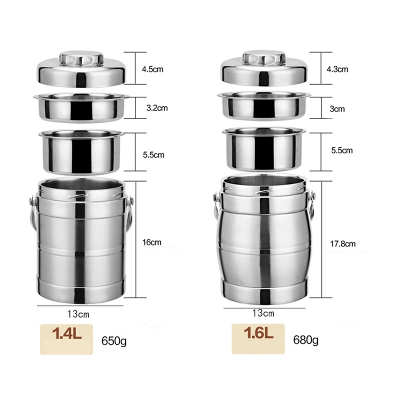 3 Слои вакуумная изоляция Нержавеющая сталь Коробки для обедов детей и взрослых