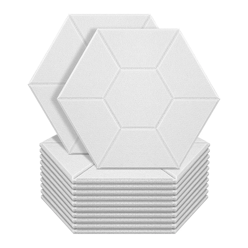 

12 Pack Sound Proof Padding Acoustic Panels,Hexagon Sound Proofing Absorbing Panel High Density Beveled Edge Wall Panels