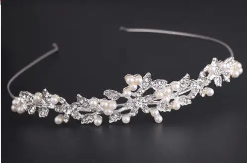 

Bridal Tiara Flower Rhinestone Crystal Crown Hairband Pearl Hair Comb Wedding