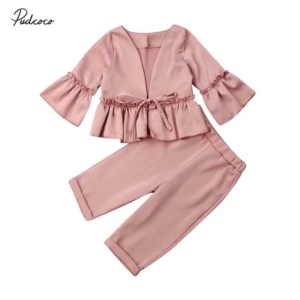 Детский зимний костюм для маленьких девочек куртка с оборками и расклешенными