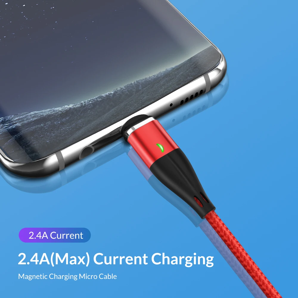 Магнитный светодиодный кабель TOPK AM61 Micro USB C для быстрой зарядки и передачи данных
