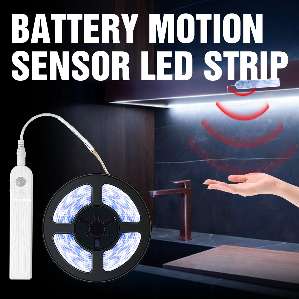 

Under Cabinet Light 1M 2M 3M Flexible Lamp Strip LED Battery powered Strip Light LED Waterproof 12V Motion Sensor Tape Ribbon