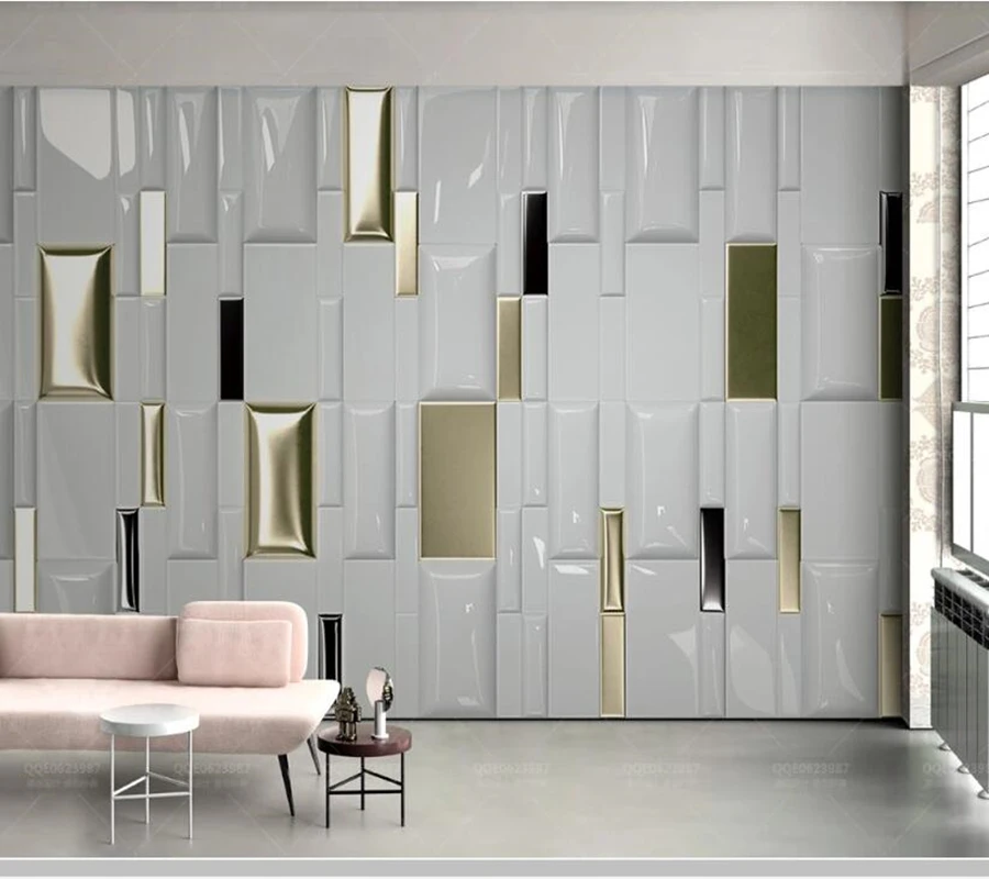 Papel де parede 3d стерео современная мода золотой клетчатый геометрический мягкий