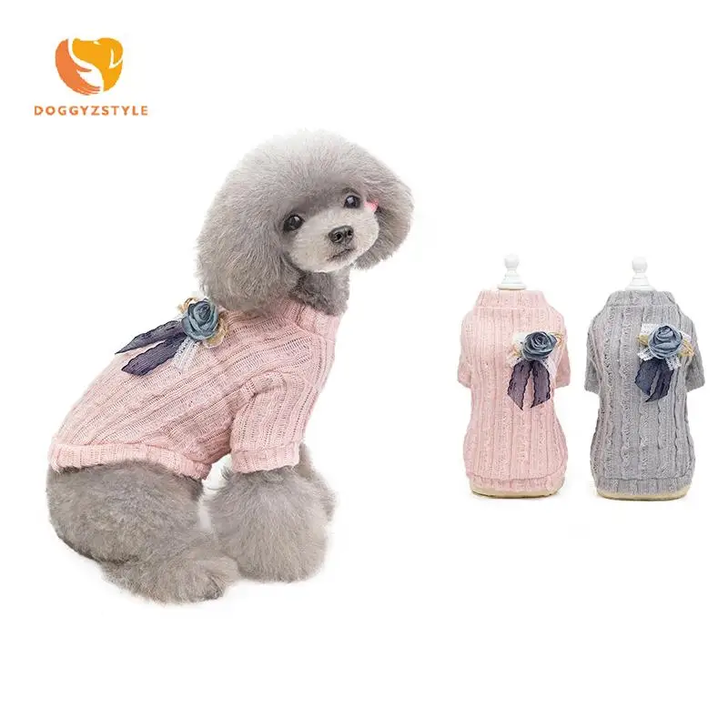 Зимний свитер для собак розовая Милая одежда принцесс теплая куртка щенков кошек