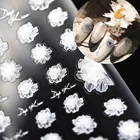 Цветочная наклейка для ногтей, черно-белые прозрачные матовые украшения для дизайна ногтей, Элегантные Подвески, ультратонкие слайдеры сделай сам