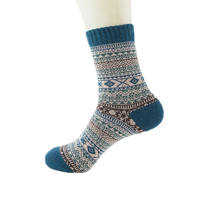 5 Pairs/Lot Men Women Diamond Rabbit Wool Socks Middle Tube Autumn And Winter Thick Socks High Quality  Wholesale