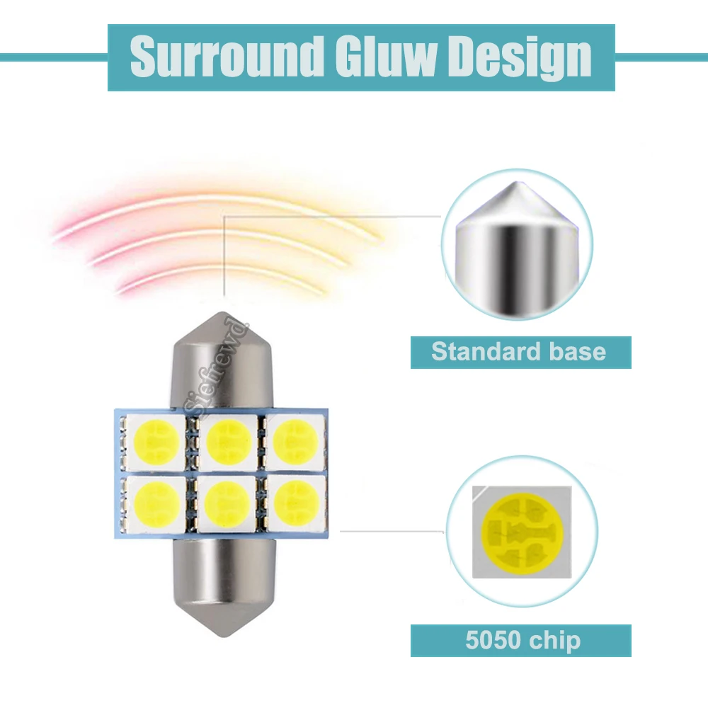 Светодиодная лампа 4 шт 28 мм T6 31 SMD 5050 для автомобиля зеркальный предохранитель