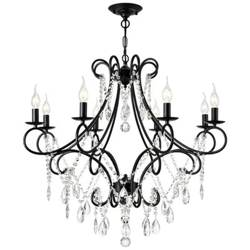 

Luxury Modern Gold Black Iron E14 Led K9 Crystal Chandelier Lighting Fixtures for Loft Staircase Living Room Bathroom Home Lamp