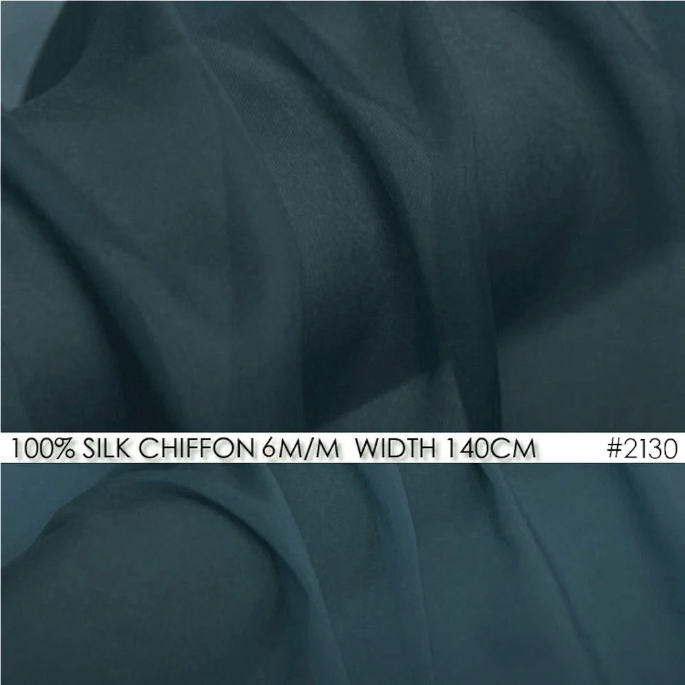 

100% SILK CHIFFON FABRIC 5mm Width55"-140cm Pure Soie Fabrics For Women Beach Dresses Blue Color