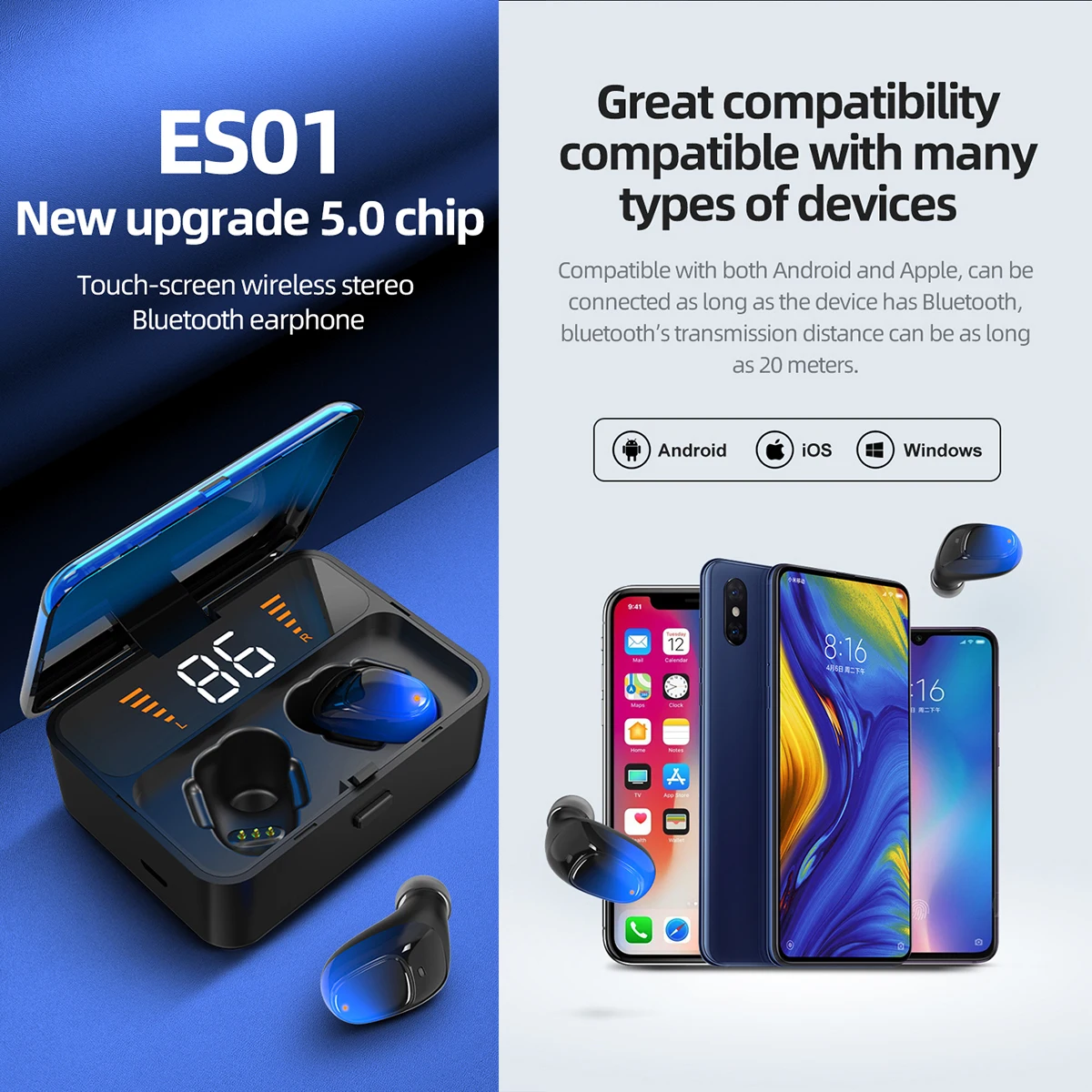 TWS беспроводные наушники Bluetooth V5.0 гарнитура спортивные умные наушники-вкладыши